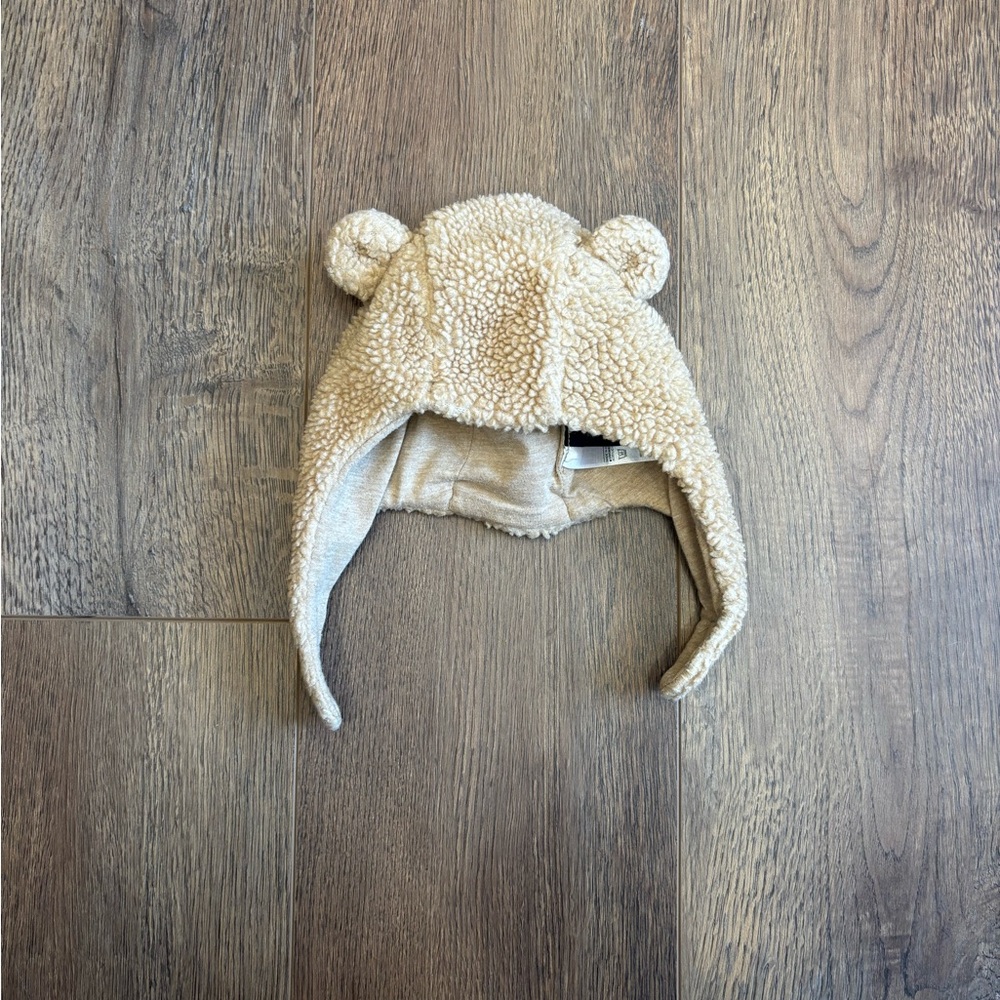 Cozy Tan Sherpa Bear Ear Hat for Kids